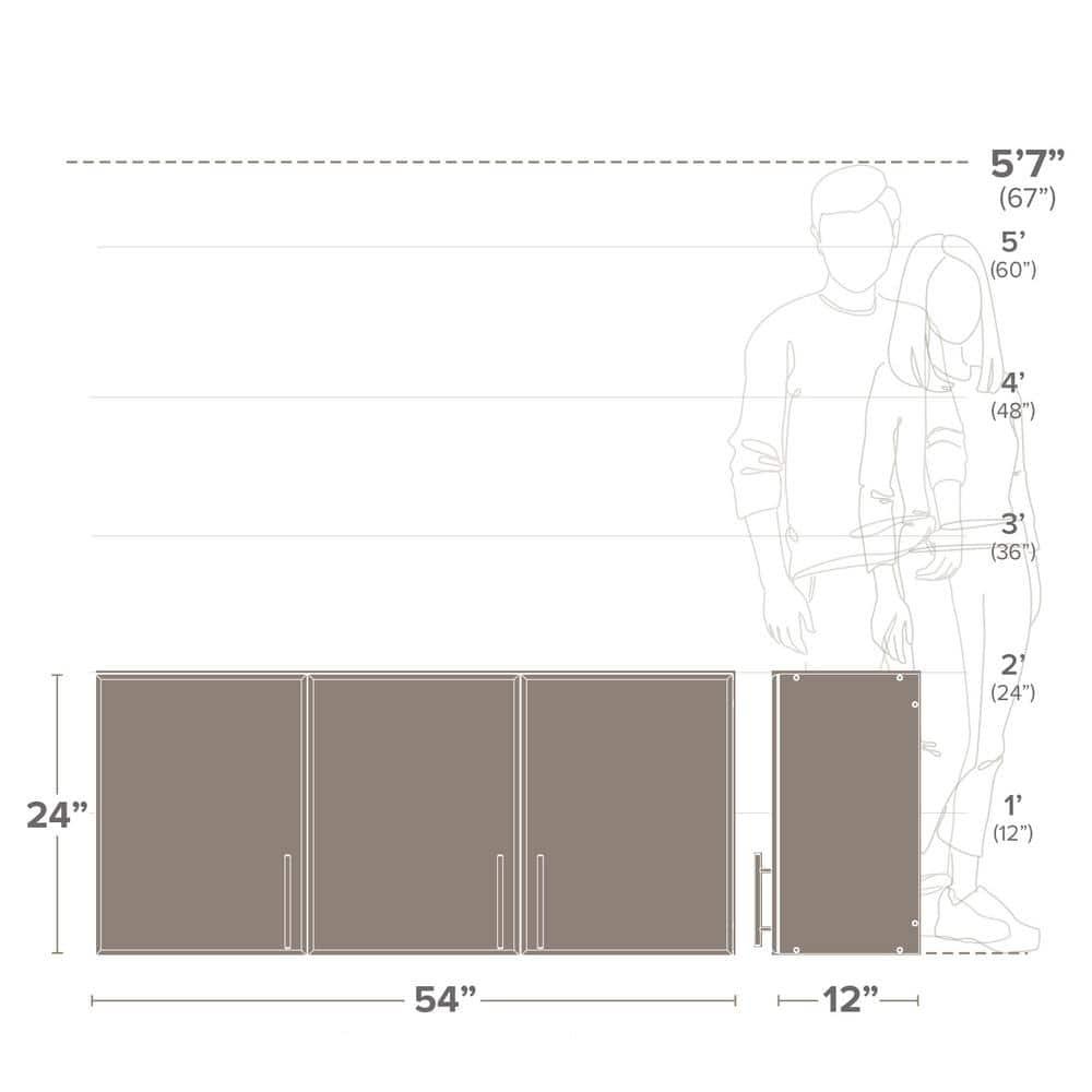 54" Elite Wall Cabinet Black - Prepac: Modern Laminated Storage, HangUps Collection, 2 Adjustable Shelves