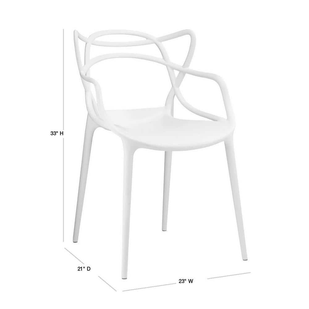 Modway Entangled Dining Armchair White : Modern Plastic, No Assembly, Spot Clean, 330lb Capacity