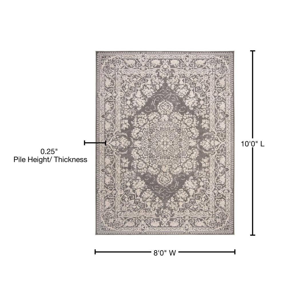 Reflection RFT664 Power Loomed Indoor Area Rug - 8'x10' - Dark Grey/Cream - Safavieh