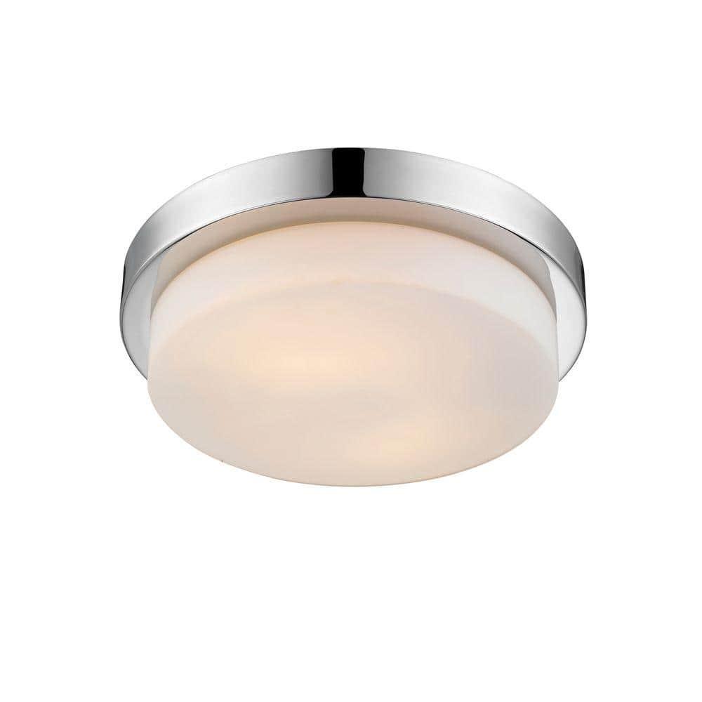 Golden Lighting Multi-Family 2-Light Flush Mount in Chrome with Opal Glass