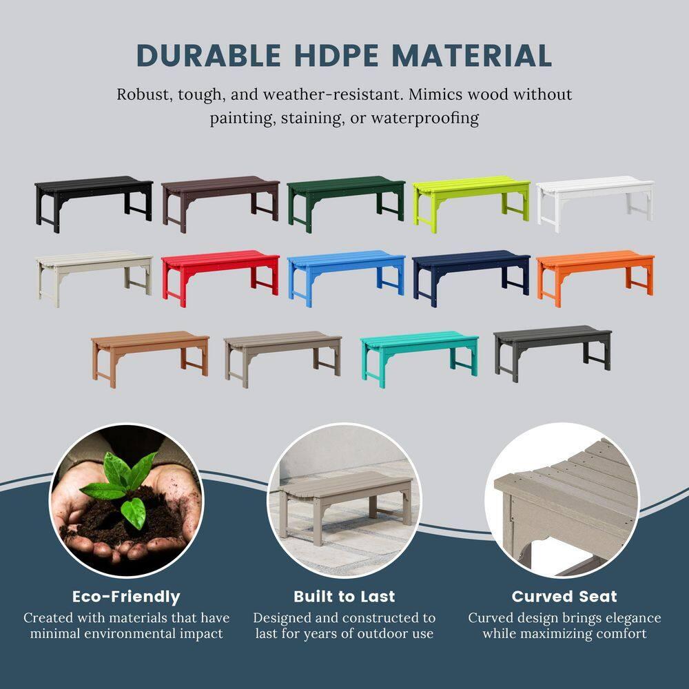 QSHIMY  Outdoor Bench, All Weather Resistant Poly Lumber Backless Patio Garden Bench, Adirondack Curved Bench Seat for Comfort, Weatherwood