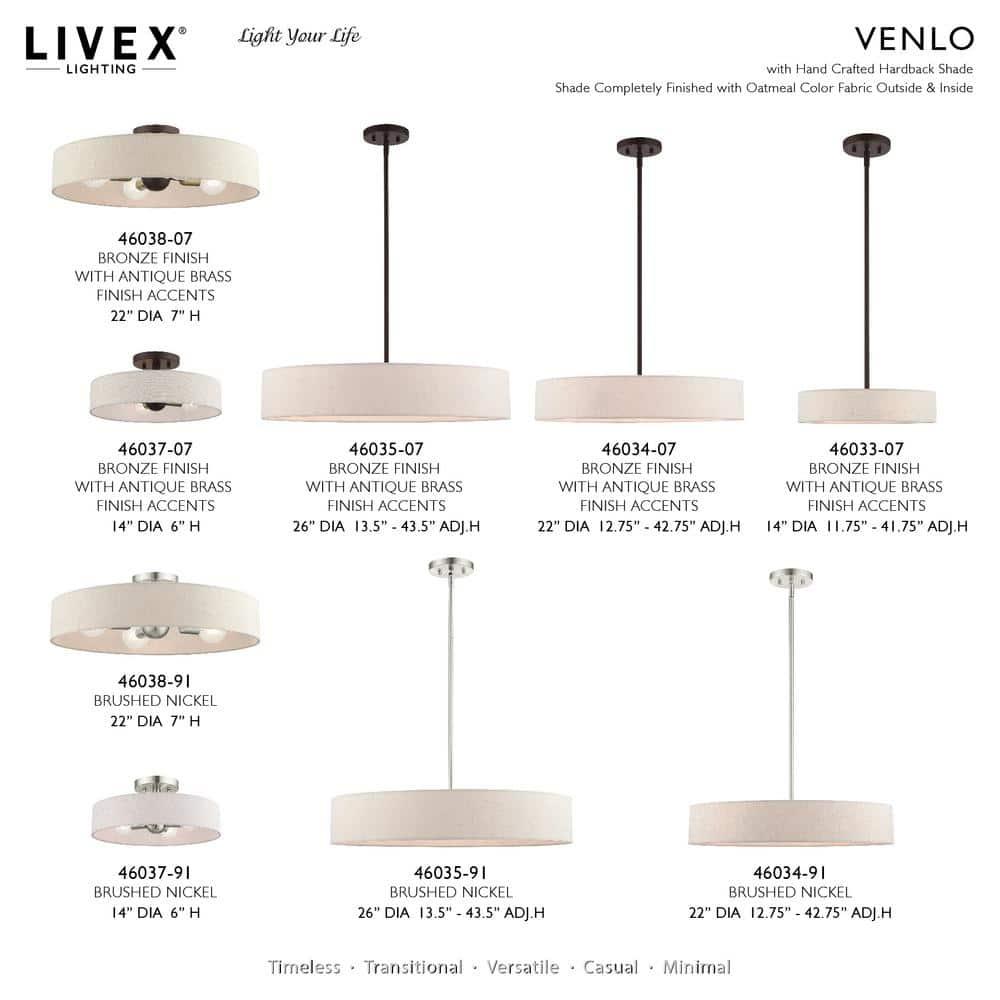 Venlo 4 Light Bronze with Antique Brass Accents Pendant