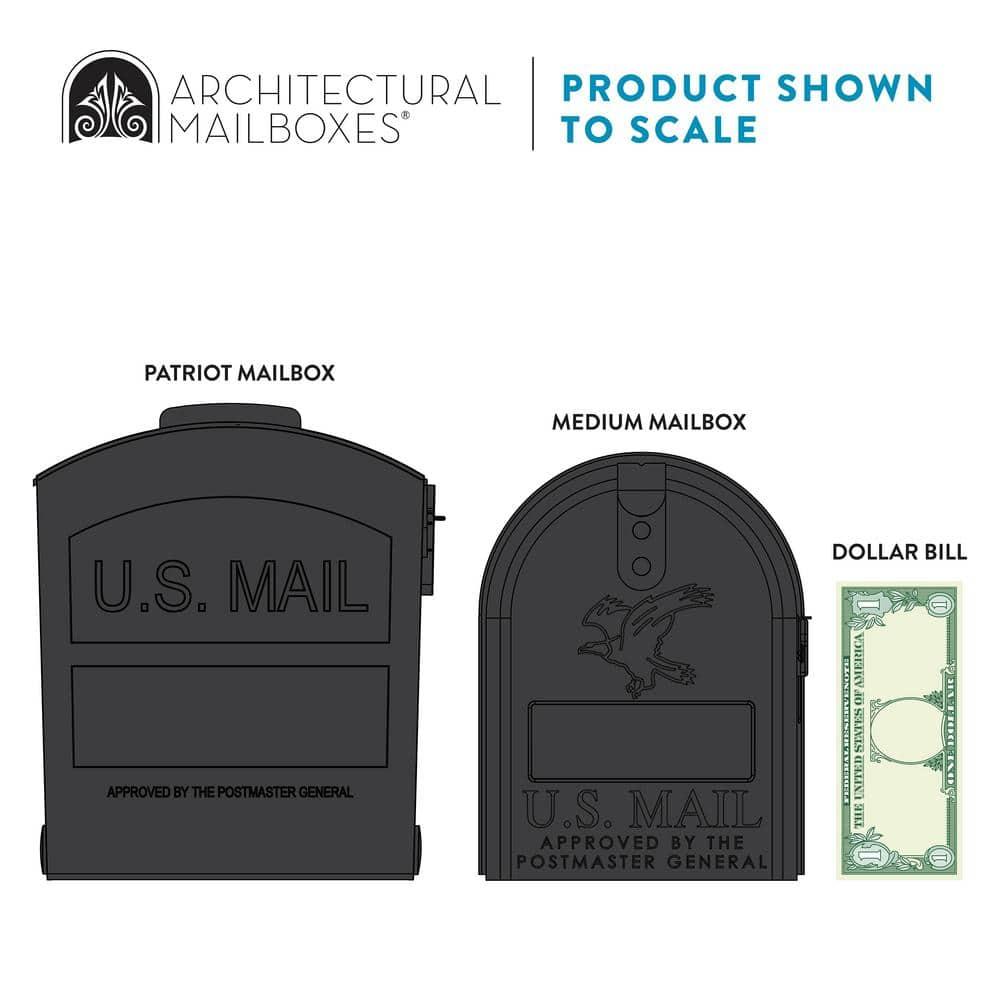 Architectural Mailboxes Patriot Plastic, Medium, Post-Mount Mailbox in Black