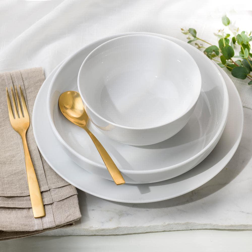 White Porcelain 12-Piece Dinnerware Set for Four