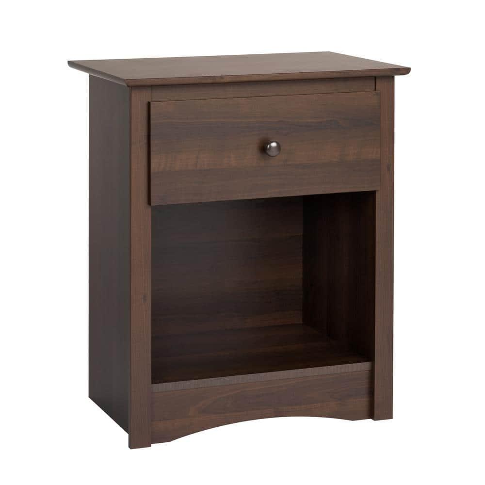 Fremont Nightstand Espresso - Prepac: Wood Composite Bedside Table with Drawer, 5 Year Warranty