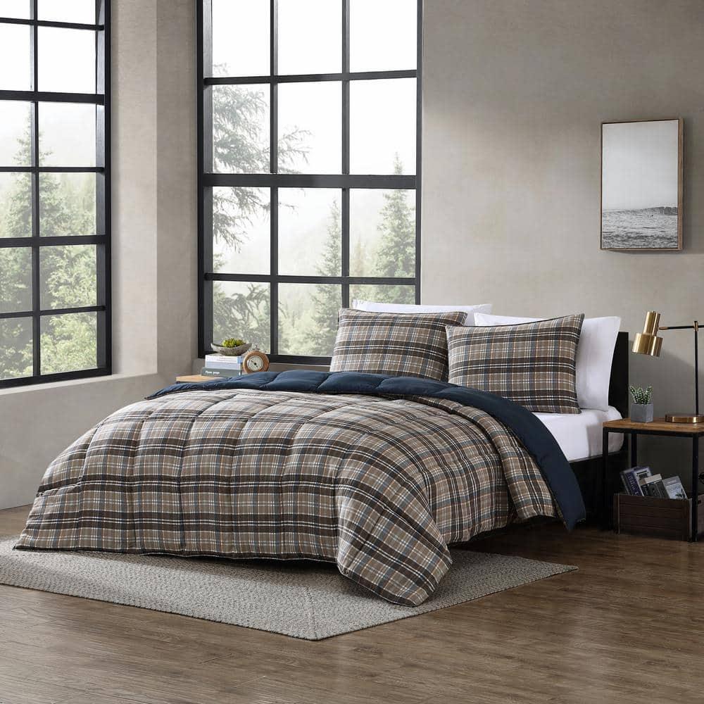Eddie Bauer Eddie Bauer Rugged Plaid Brown Microsuede Reversible Duvet Cover Set