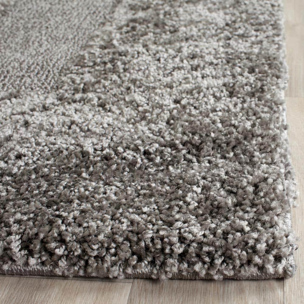 SAFAVIEH Florida Mason Bordered Shag Area Rug, Grey, 5' x 5' Square