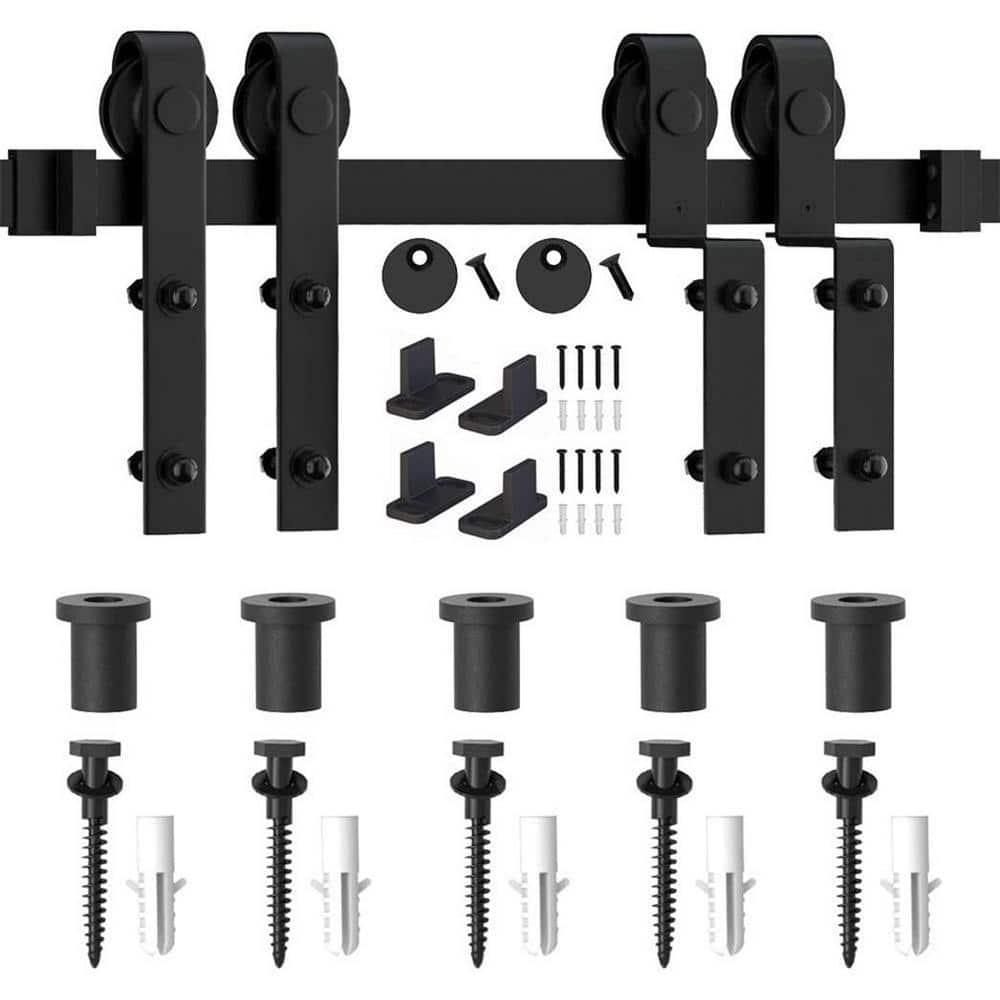 Lazio Steel Double Door Barn Door Hardware Kit Single Bypass