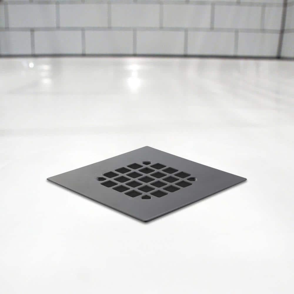 4.25 in. Square Stainless Steel Drain Cover, Matte Black