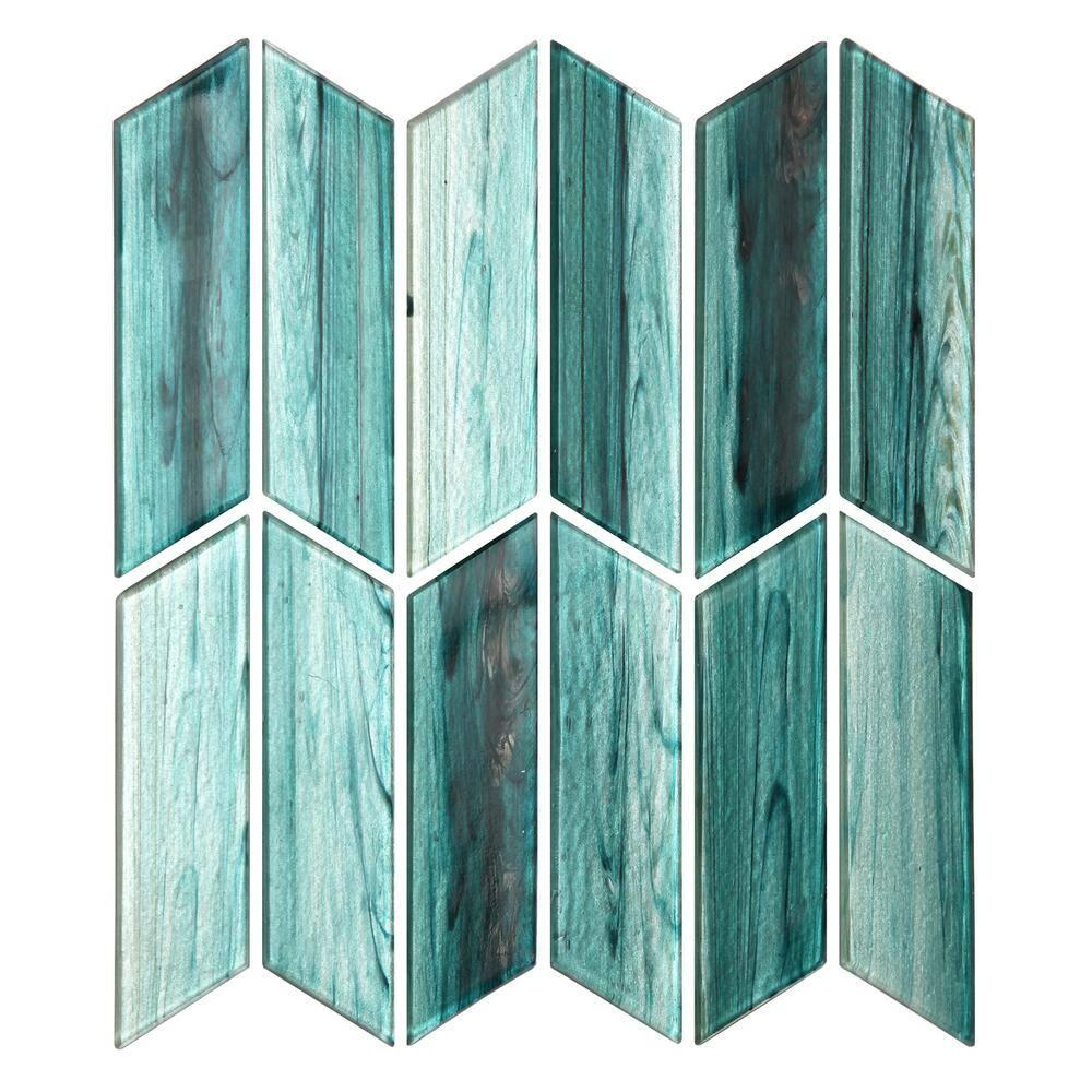 Tara Chevron 11.73 in. x 11.74 in. Molten Glass Mosaic Wall Tile (0.96 Sq. Ft. / Sheet)