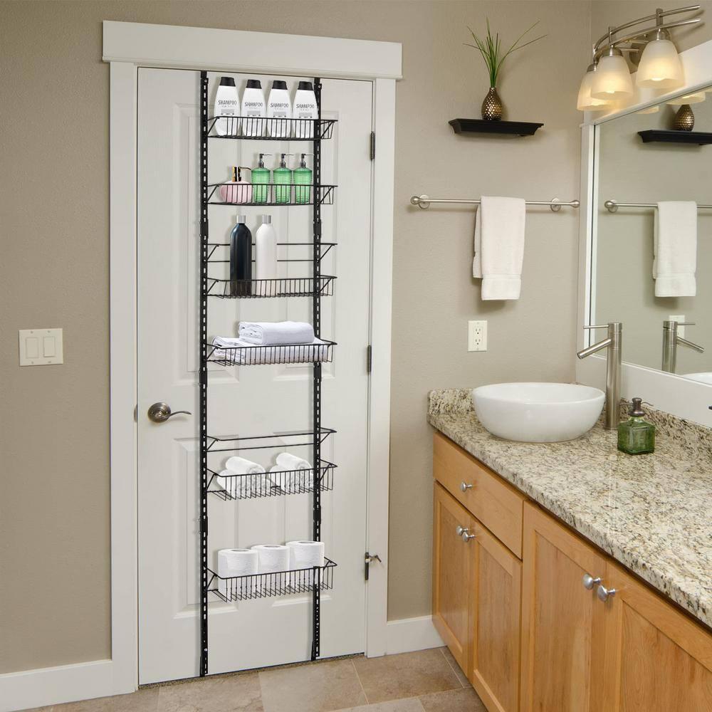 Resenkos Over the Door Pantry Organizer Rack with Adjustable Door Hook and 6 Basket,