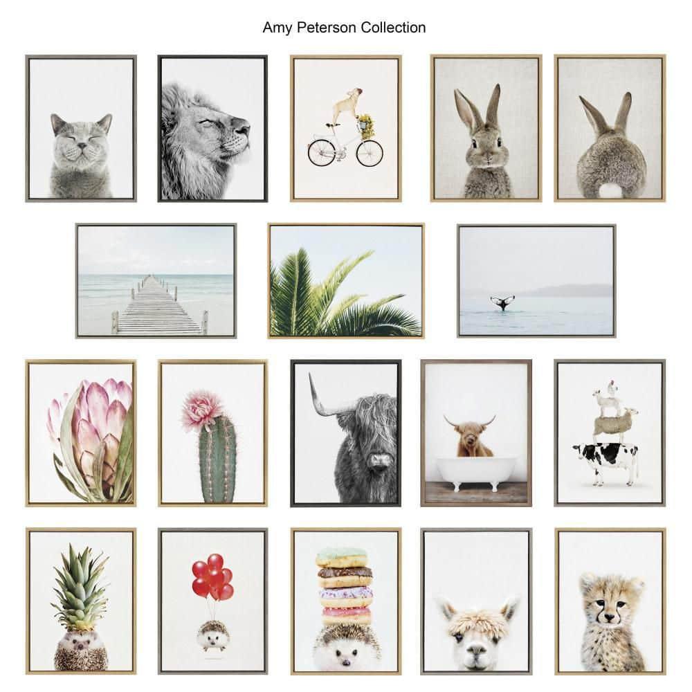 (Set of 2) 18" x 24" Sylvie Giraffe Front and Back by Amy Peterson Art Studio Natural Framed Canvas Set - Kate & Laurel All Things Decor