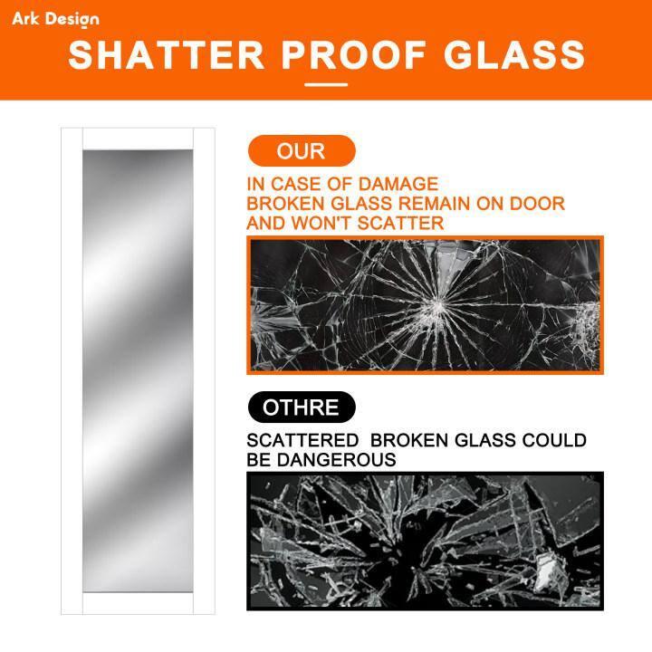 ARK DESIGN 80 in. 1 Lite Mirrored White Sliding Closet Door with Hardware Kit