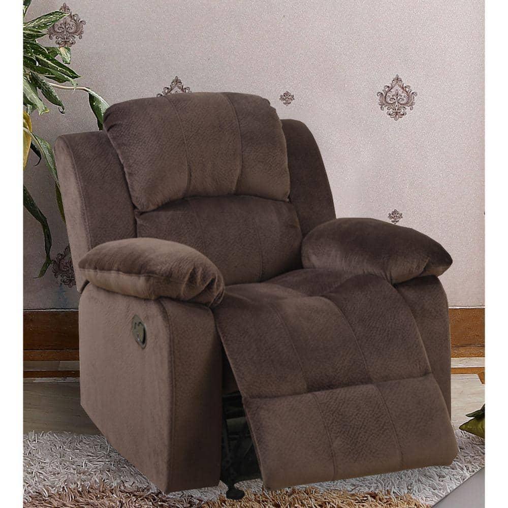 Rocker Recliner In Choco Brown Faux Suede Fabric