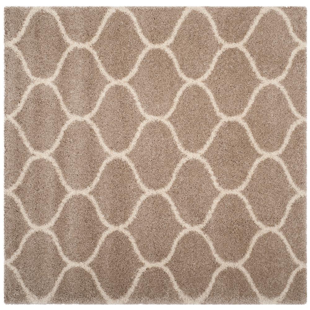 Hudson Shag SGH280 Power Loomed Indoor Area Rug - Beige/Ivory - 7'x7' Square - Safavieh