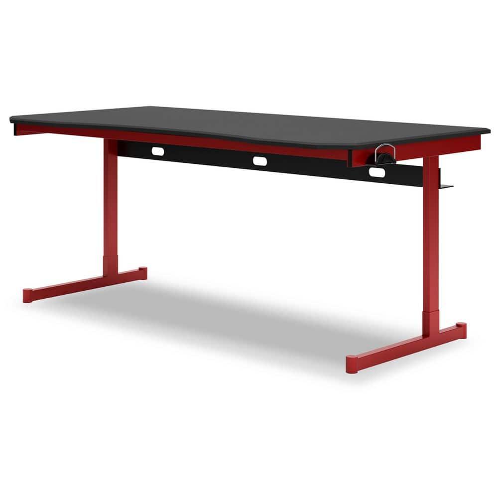 Signature Design by Ashley Lynxtyn Home Office Desk with Mousepad Surface Cover, Red
