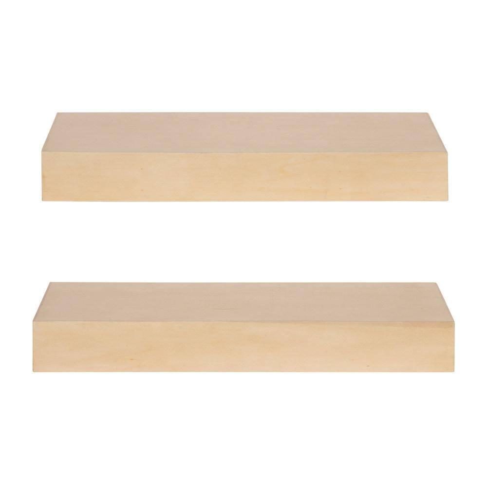 Kate and Laurel Havlock Rectangle MDF Floating Shelf, 2 Piece 18 Inch, Natural