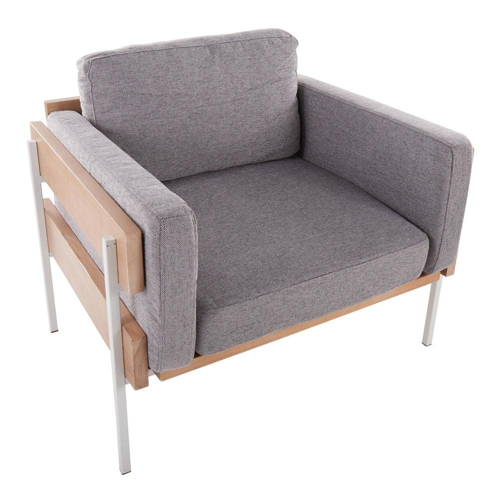 Kari Accent Chair White/Natural/Light Gray - LumiSource: Upholstered, Metal Frame, Removable Cushions