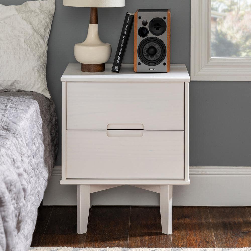 Preston 26"H Modern 2-Drawer Nightstand with USB Ports and Flared Legs