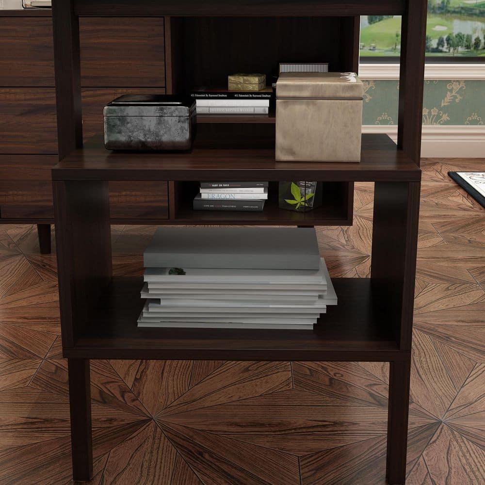 KULAGAGA Writing Desk with Drawers and File Cabinet, L Shaped Office Desk Computer Table, Espresso