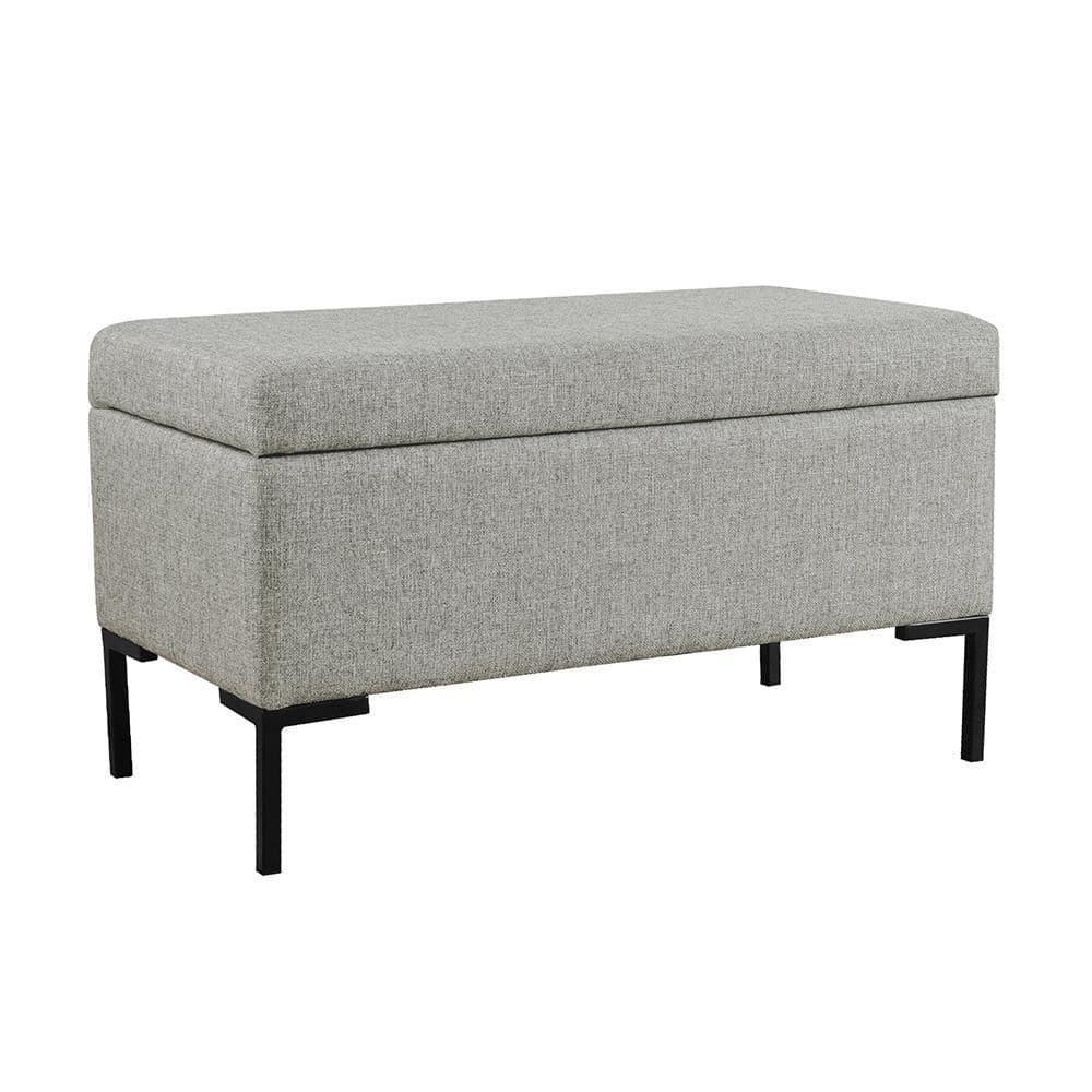 Medium Storage Bench with Metal Legs Gray Woven - HomePop