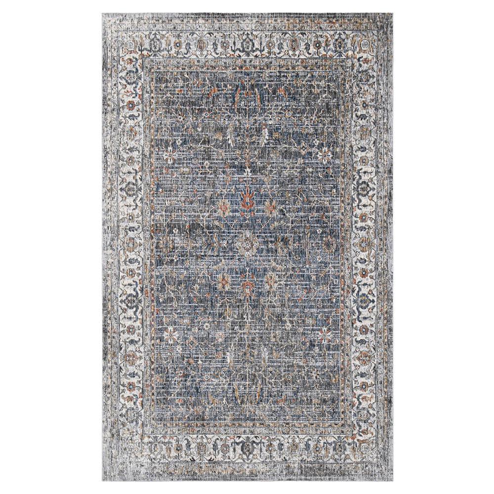Elynna Transitional Bordered Premium Polyester Performance Area Rug