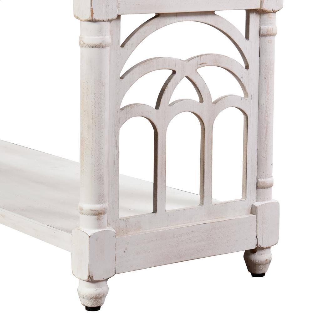 3 Tier Console Table Distressed White - StyleCraft: Entryway Table, Fir Wood Top, MDF Frame