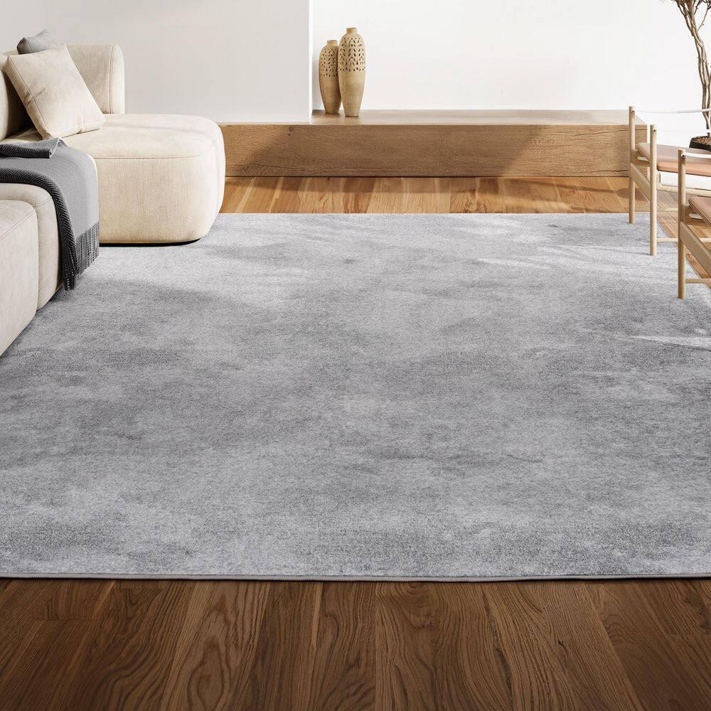 10' X 14' Rectangle Haze Solid Low-Pile Area Rug , Gray - JONATHAN Y