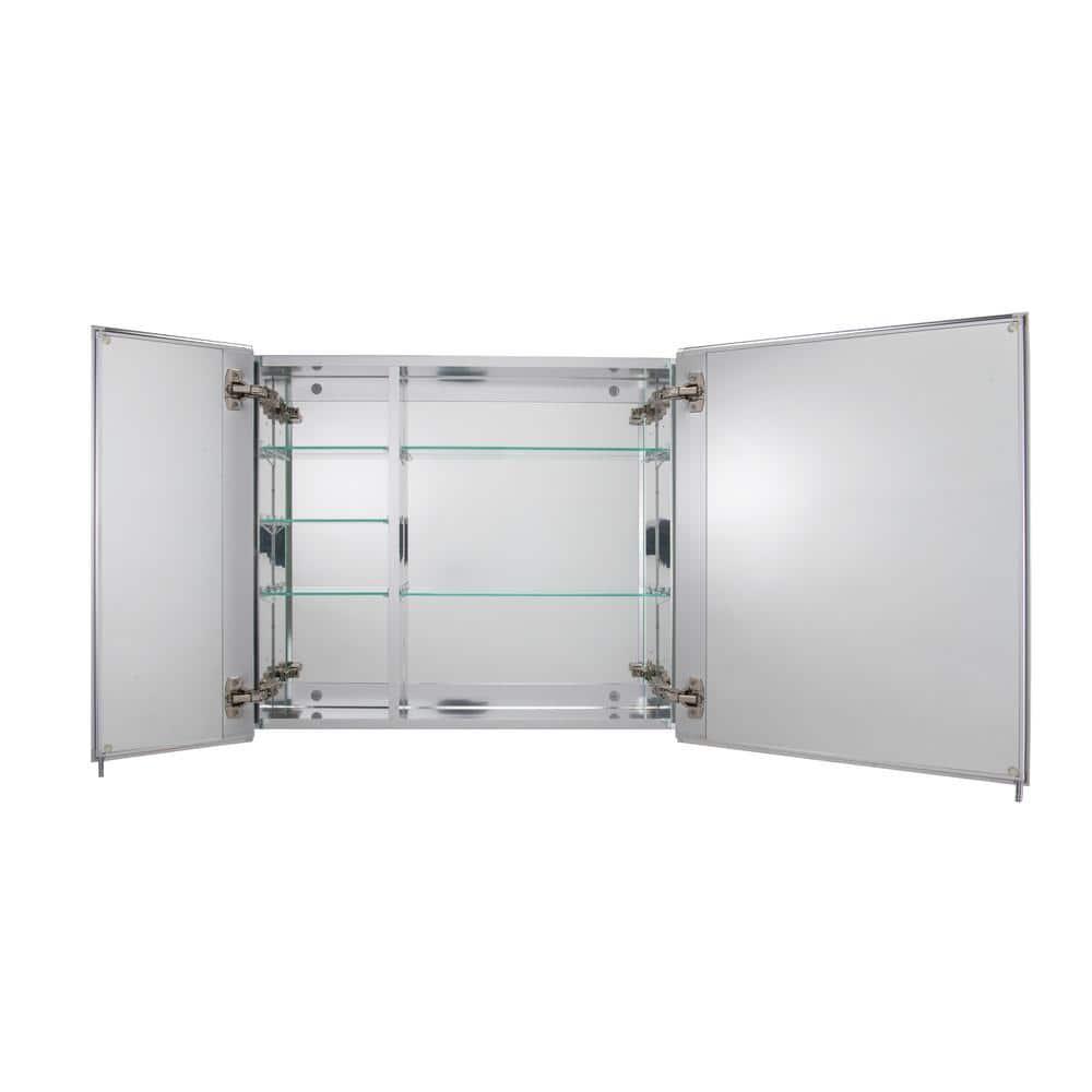 Croydex Halton Double Door Aluminium Bathroom Medicine Cabinet in Chrome (30x26in)