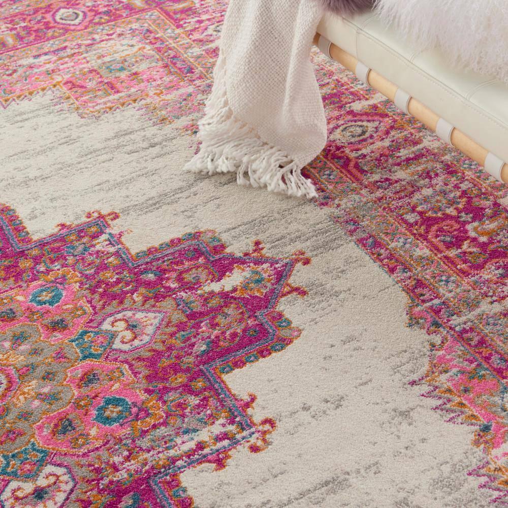 Nourison Passion Medallion Bohemian Indoor Rug Ivory/Fuchsia 9' x 12'