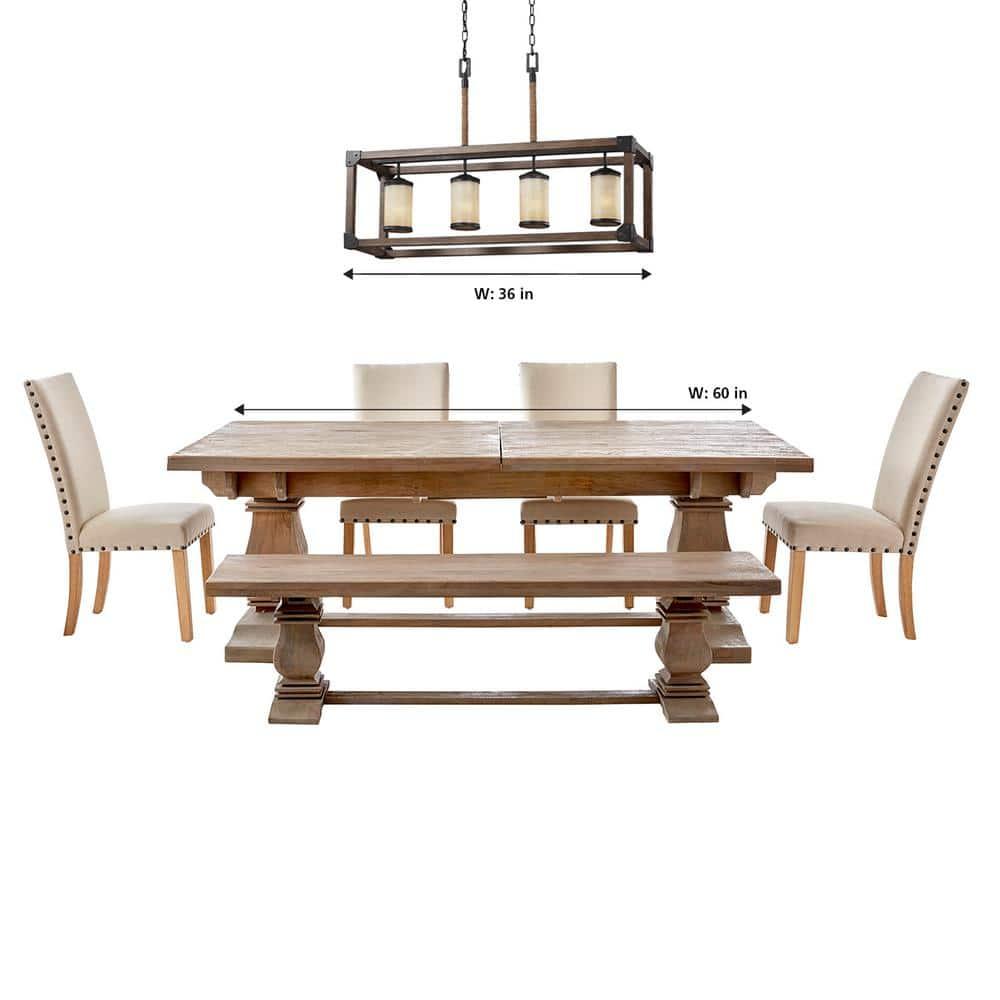 Stardust Finish Four-Light Island Pendant with Creme Parchment Glass