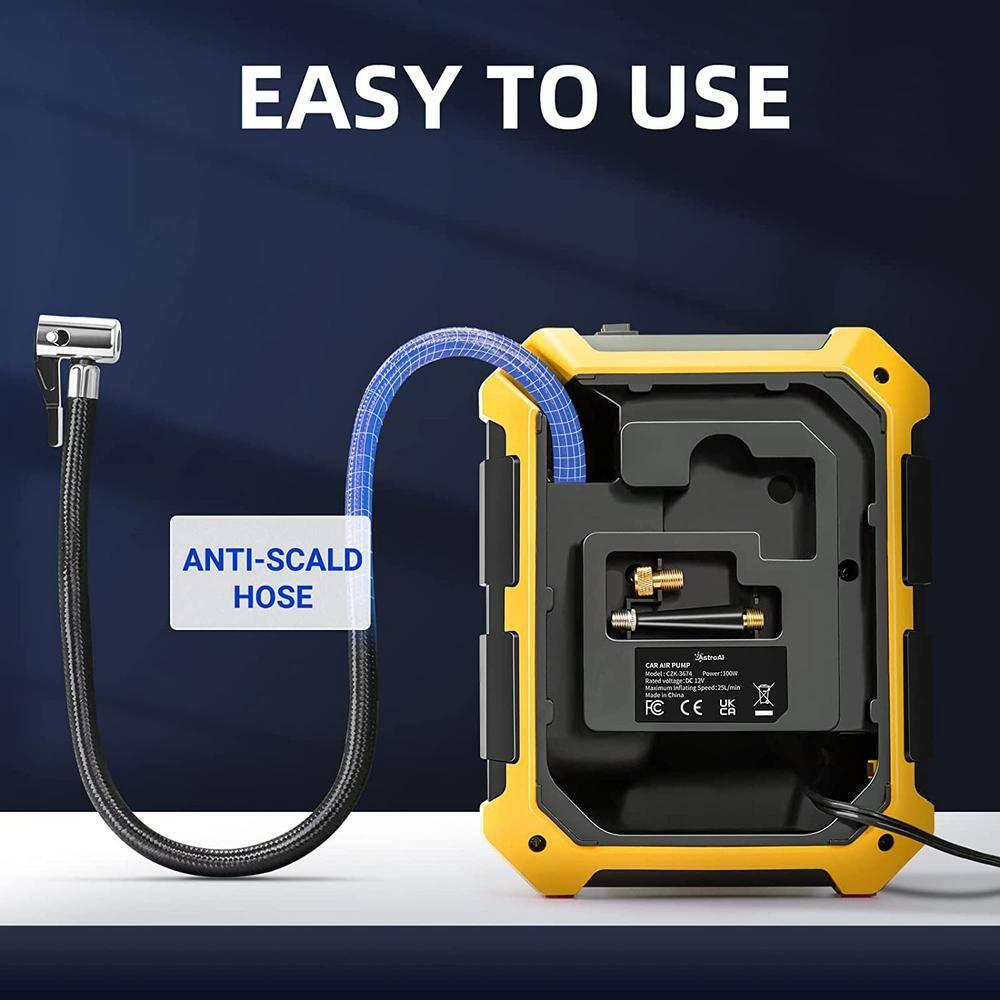 Tire Inflator 100 PSI, Car Tire Air Pump, Portable Air Compressor for Tires, Yellow, for Gift