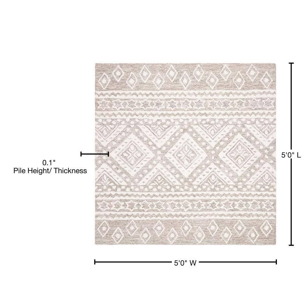Micro-Loop MLP501 Hand Tufted Indoor Area Rug - Dark Grey/Ivory - 5'x5' - Safavieh