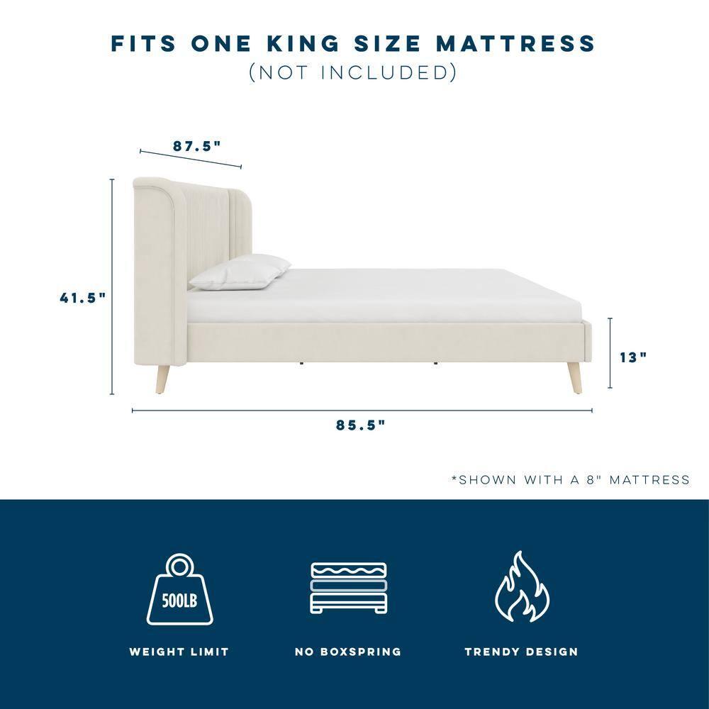 Novogratz Holly King Size Upholstered Platform Bed