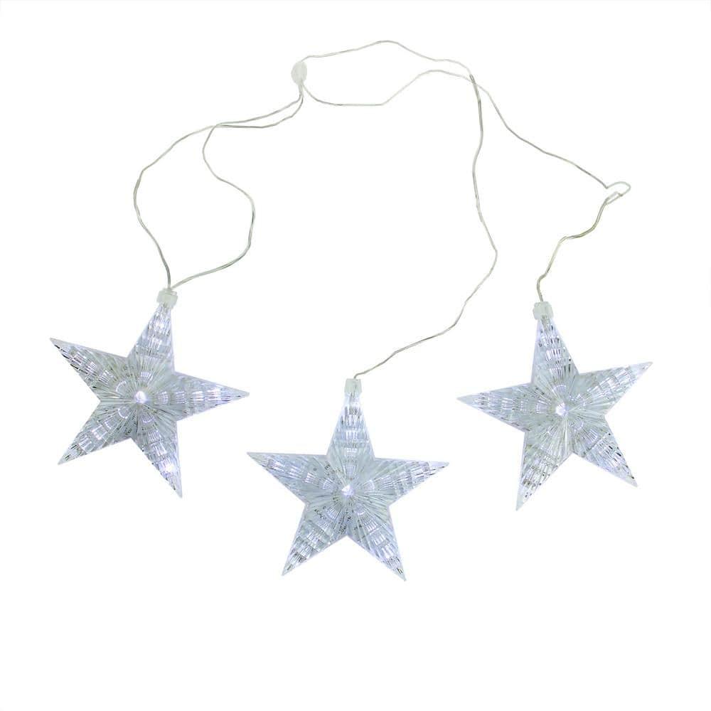 Northlight Cascading Star Christmas Lights - White - 3.5' Clear Wire - 3ct