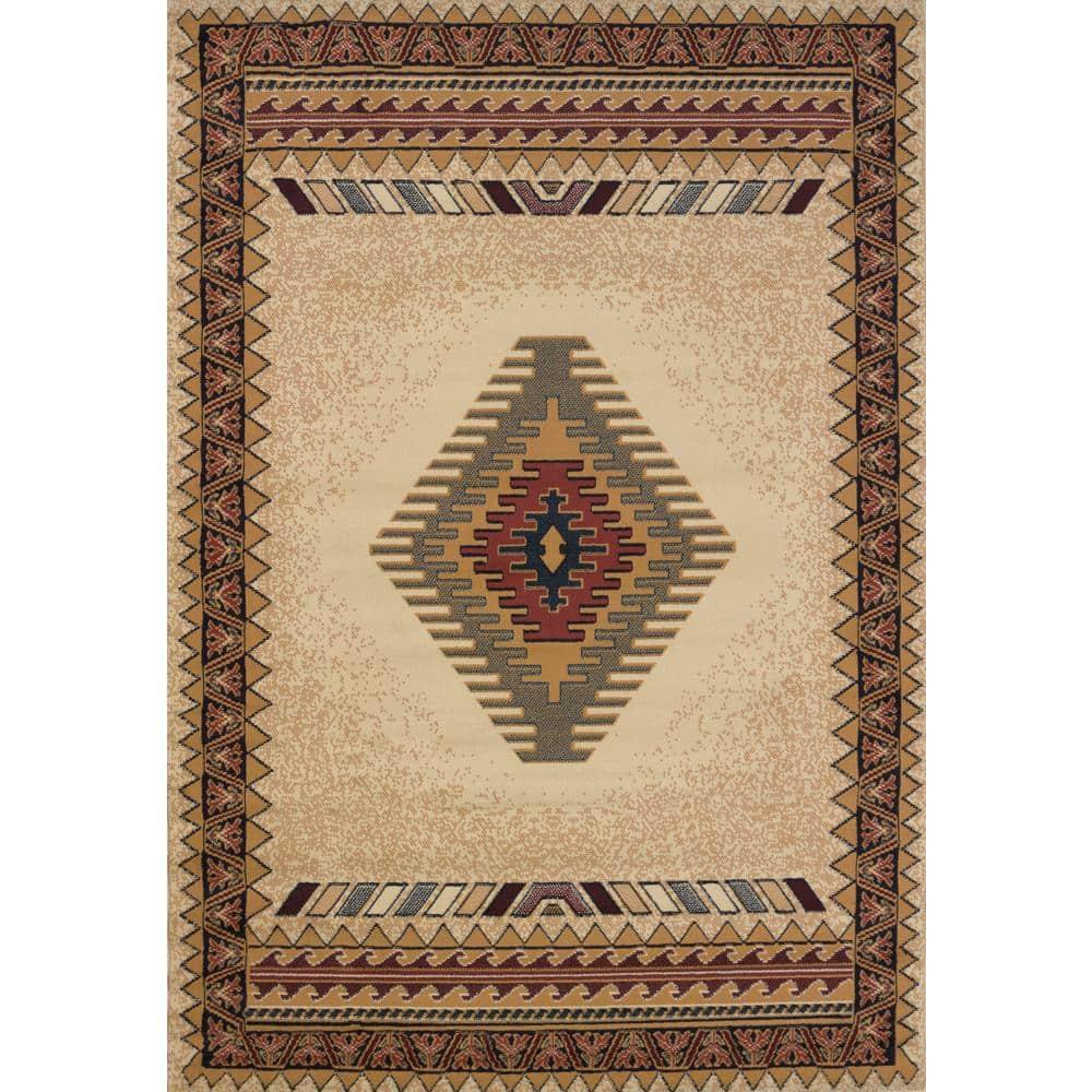 United Weavers Brunswick Avalon Southwestern Border Area Rug, Cream, 5'3" x 7'6"