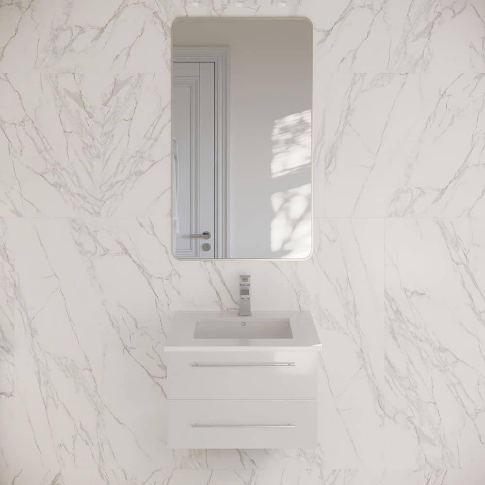 Lucera 24" Wall Mount Modern Single Sink Bathroom Vanity with Top and Undermount Sink