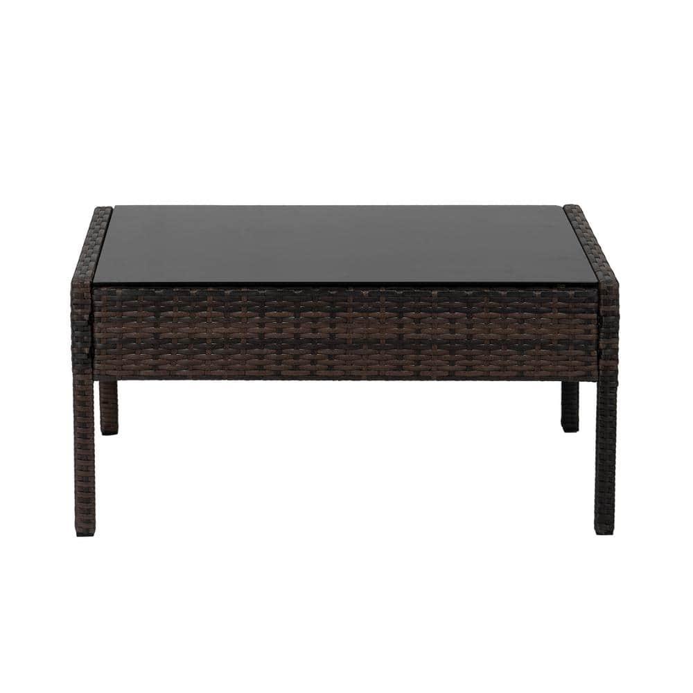 Westin Outdoor 4-Piece Rattan Wicker Patio Conversation Sofa Set with Cushions, Coffee/Beige