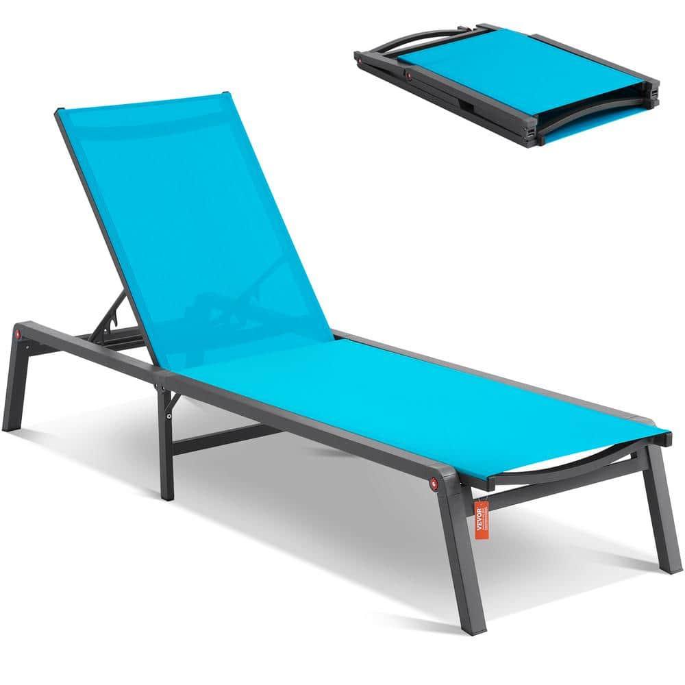 VEVOR Chaise Lounge Chair Outdoor, Aluminum Patio Lounge Chair with Adjustable 5-Position, Folding Pool Lounge Chair