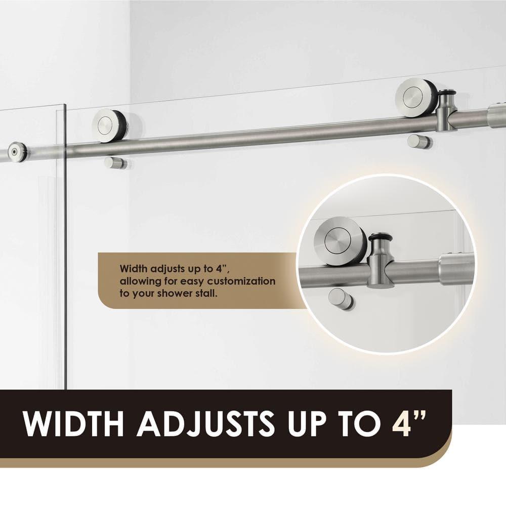 56" - 60" W x 58" H Single Sliding Frameless Tub Door