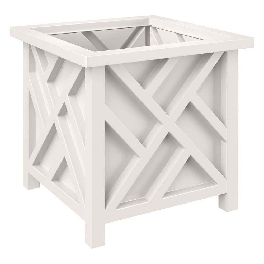 Pure Garden 15.5" Lattice Planter Box, White