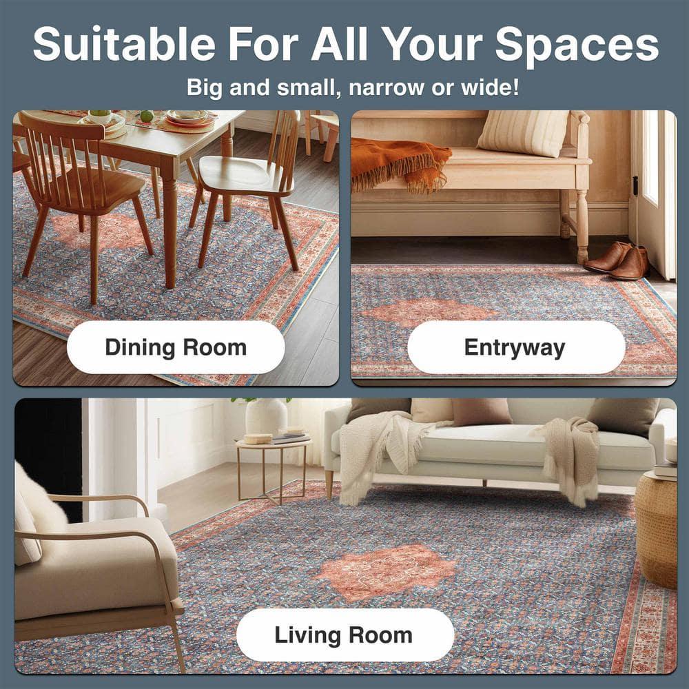 Well Woven Asha Lilith Vintage Oriental Blue Red 7'7" x 9'10" Area Rug