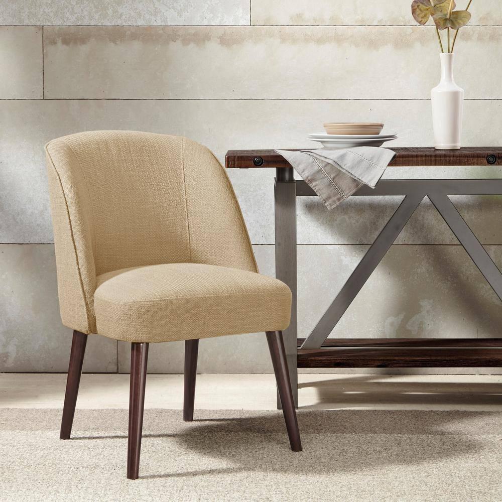 Natural Birch Upholstered Dining Chair with Curved Back