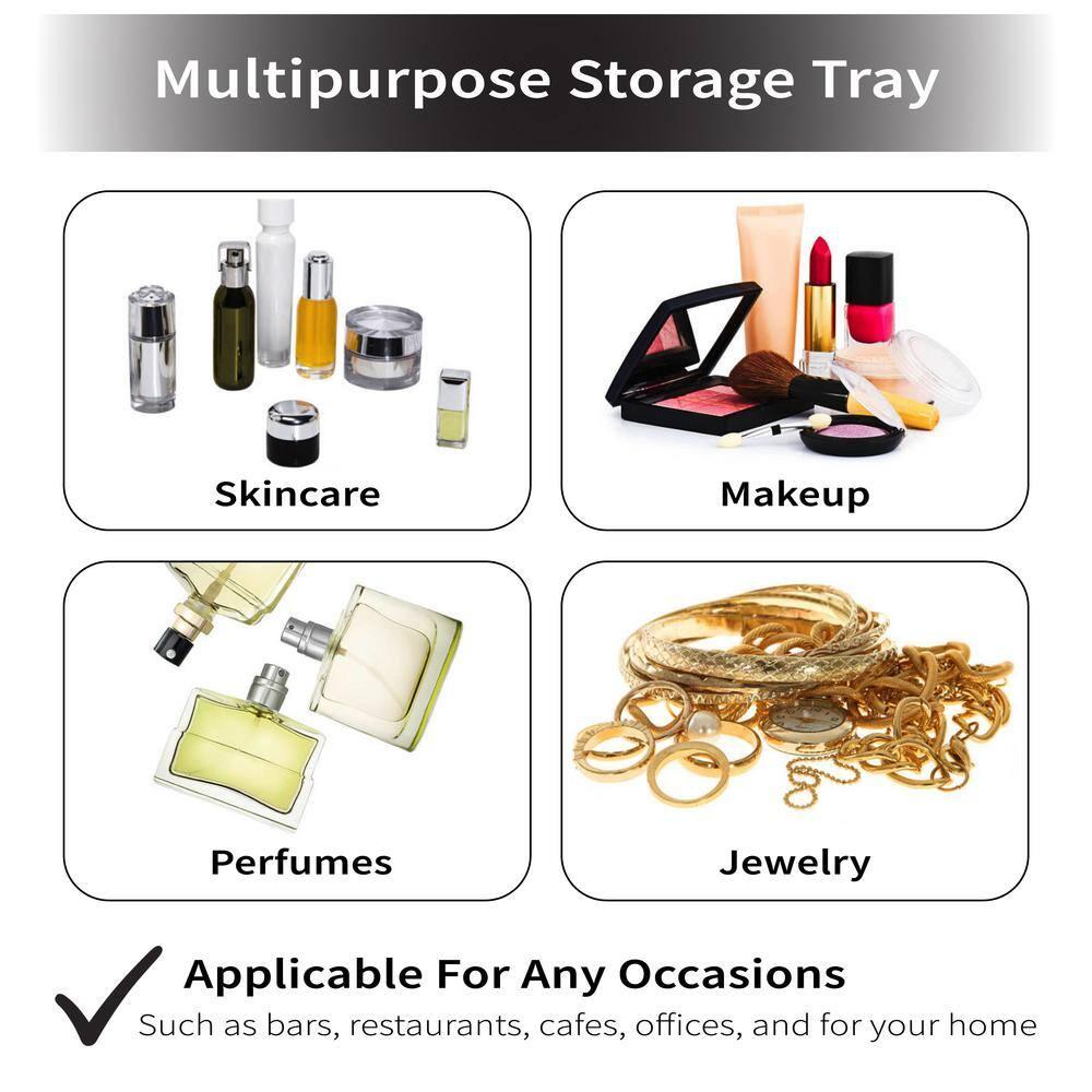 Bath Bliss 13"x13" Modern Round Vanity Mirror Tray Black: Steel Construction, Dresser Organizer, Bathroom Accessory