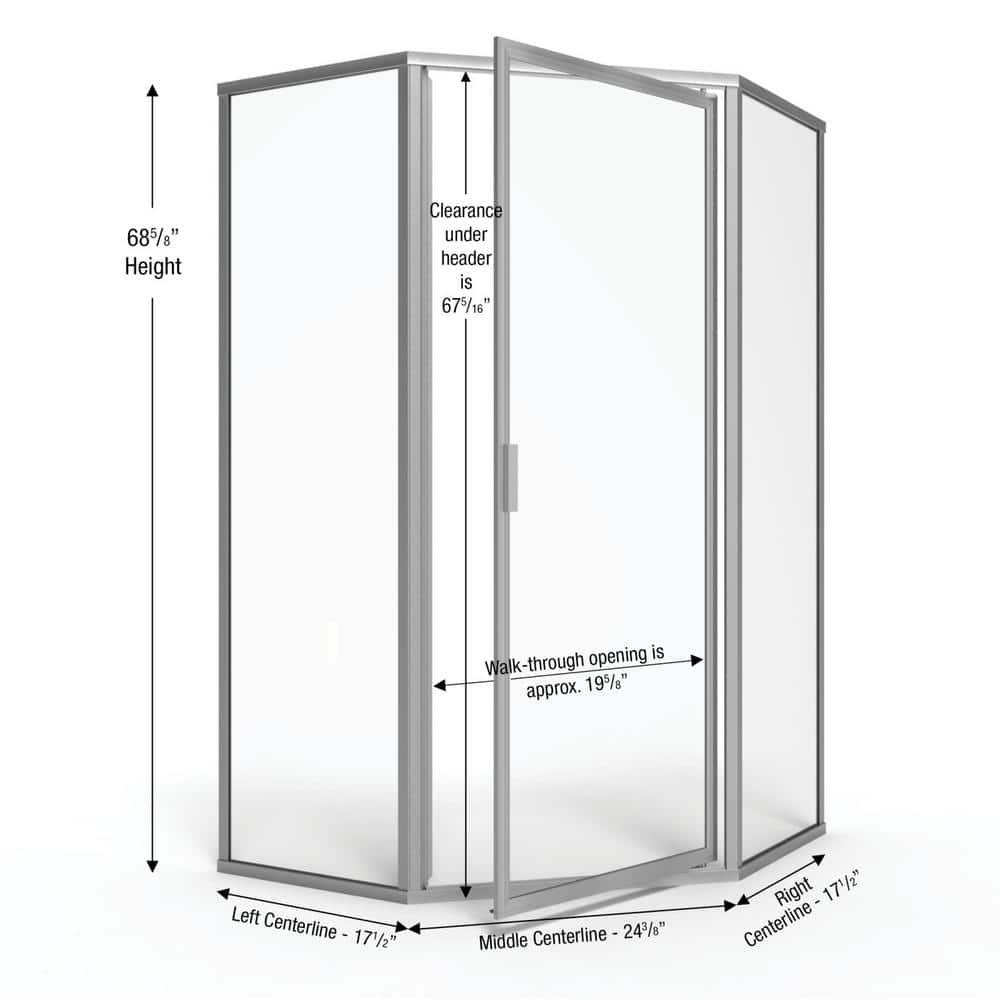 Deluxe 57.625'' W 68.625'' H Framed Neo-angle Reversible Shower Enclosure
