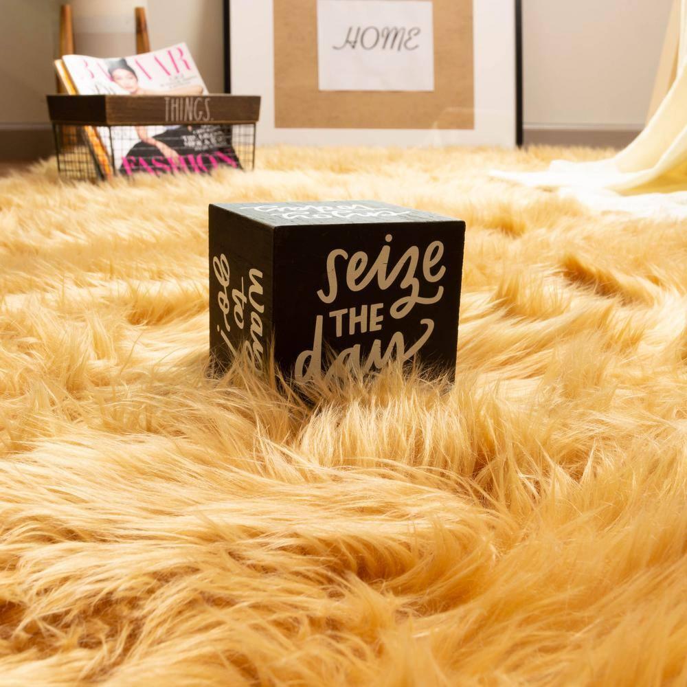 Ultra Soft Faux Sheepskin Fur Shag Rug Light Brown 4' x 6' Sheepskin