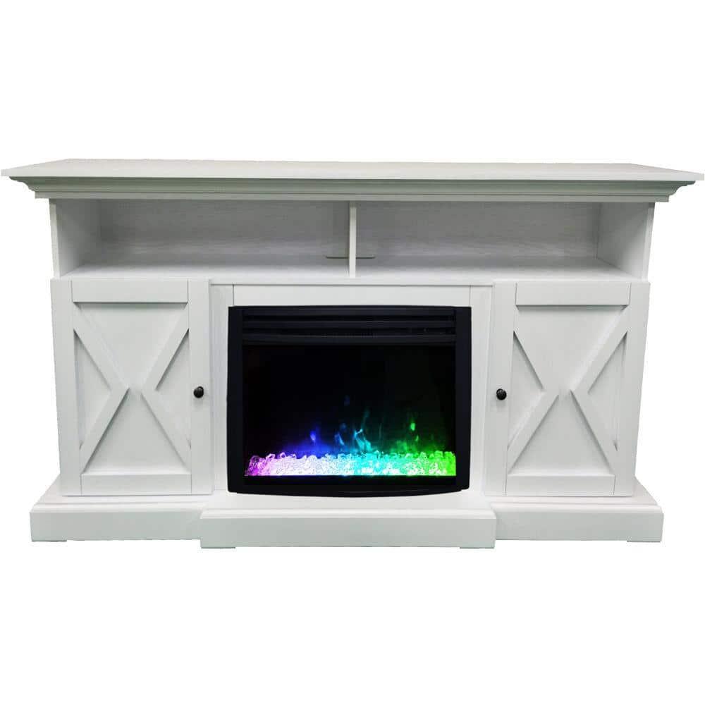 Cambridge Cambridge Summit 62-In. Farmhouse Fireplace TV Stand with Crystal Rocks Display