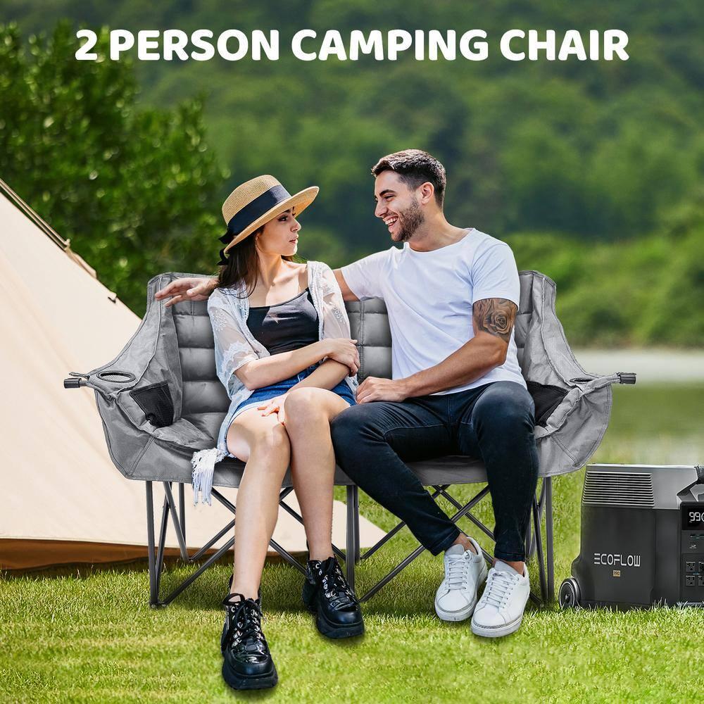 XXXL Oversized 2 Person Fully Padded Camping Chair Heavy Duty Portable Folding Lawn Chair Patio Chair 990 lbs. Capacity