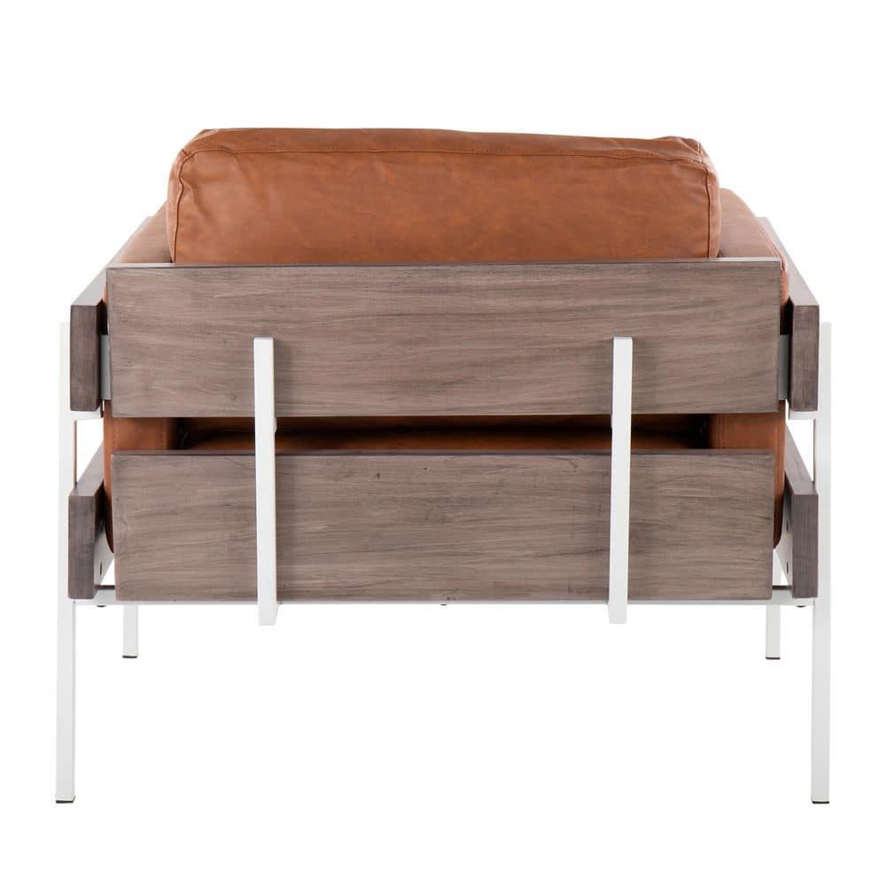 Kari Accent Chair: LumiSource, Upholstered Faux Leather, Metal Frame, Removable Cushions