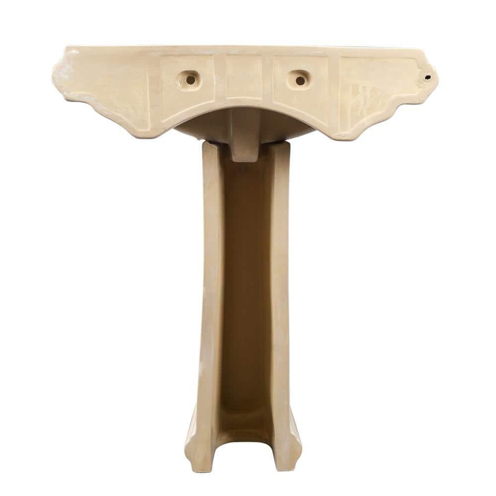 Apex 34" Tall Rectangular Vitreous China Pedestal Bathroom Sink with Overflow